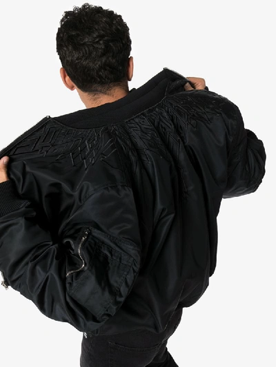 Shop Marcelo Burlon County Of Milan Wings Embroidered Reversible Bomber Jacket In Black
