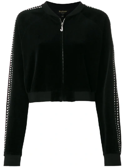 Shop Juicy Couture Exclusive Swarovski Embellished Velour Crop Jacket In Black