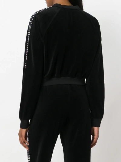 Shop Juicy Couture Exclusive Swarovski Embellished Velour Crop Jacket In Black