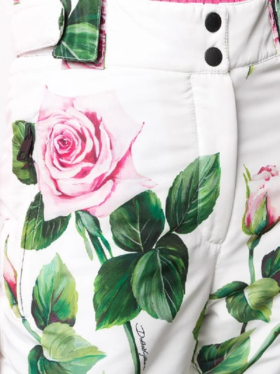 Shop Dolce & Gabbana Tropical Rose Print Ski Trousers In White