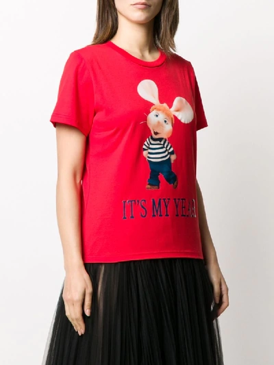 Shop Alberta Ferretti Topo Gigio Print T-shirt In Red