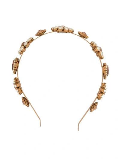 Shop Dolce & Gabbana Embellished Hair Band In Gold