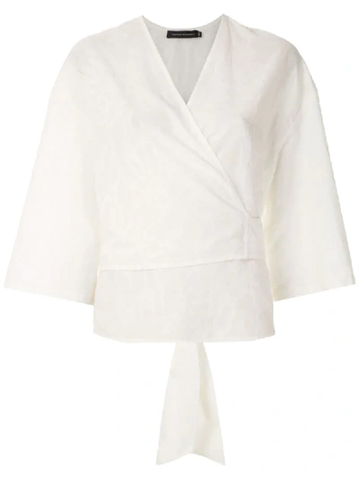 Shop Andrea Marques Wrap Tie Blouse In White