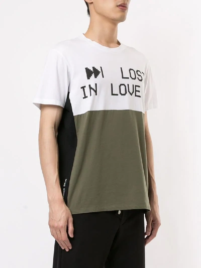 Shop Ports V Colour-block Slogan T-shirt In Grey
