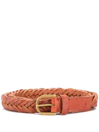 Shop Ajmone Braided Strap Belt In Brown