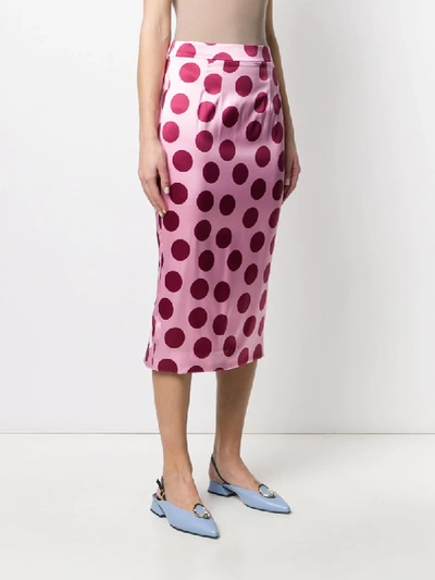 Shop Dolce & Gabbana Polka Dot Pencil Skirt In Pink