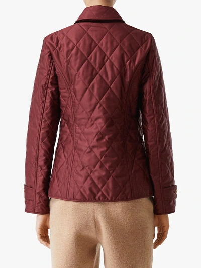 Shop Burberry Quilted Fitted Jacket In Red