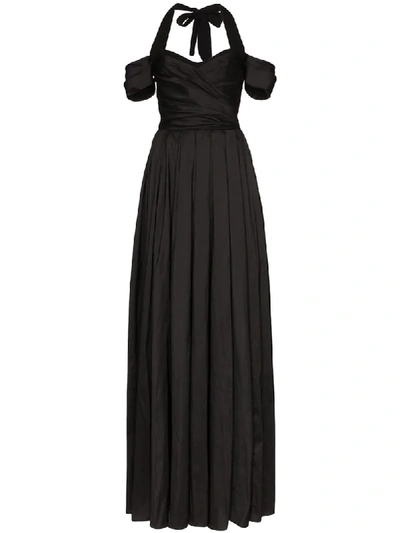 Shop Rasario Off-the-shoulder Flared Gown In Black