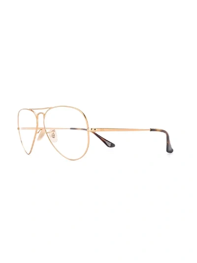 Ray Ban Oversized Round Frame Glasses In Gold