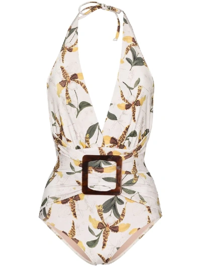 Shop Adriana Degreas Leopard Orchid Printed Swimsuit In Brown