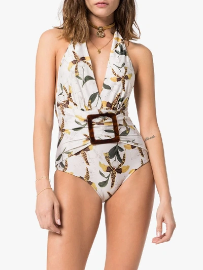 Shop Adriana Degreas Leopard Orchid Printed Swimsuit In Brown