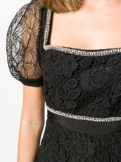 Shop Self-portrait Crystal-embellished Lace Midi Dress In Black