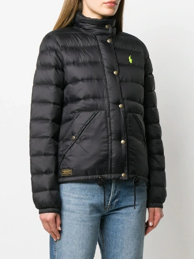 Shop Polo Ralph Lauren Feather Down Bomber Jacket In Black