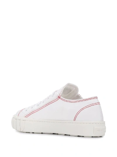 Shop Miu Miu Logo-embroidered Sneakers In White