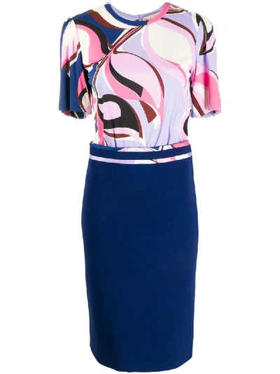 Shop Emilio Pucci Heliconia Print Dress In Blue