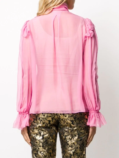 Shop Dolce & Gabbana Ruffle Pussy-bow Blouse In Pink