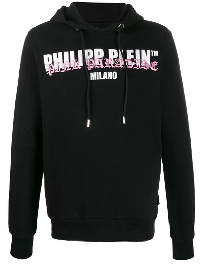 Shop Philipp Plein Logo Hooded Sweatshirt In Black