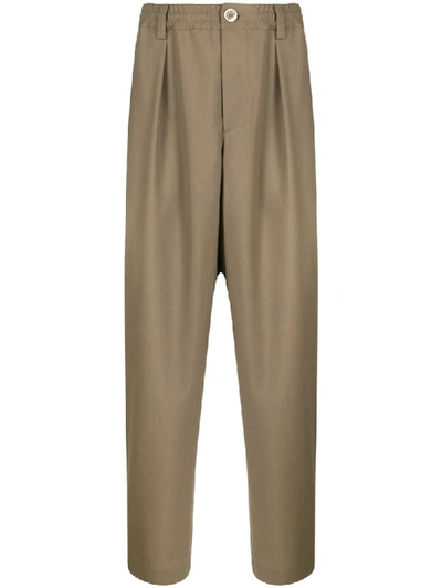 Shop Marni Loose Fit Cropped Trousers In Brown