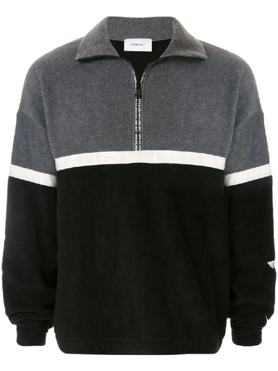 Ports V Oversized Funnel-neck Sweatshirt In Grey