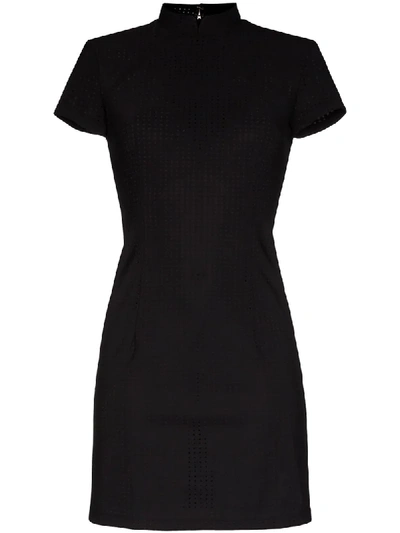 Shop Marcia Perforated Mini Dress In Black