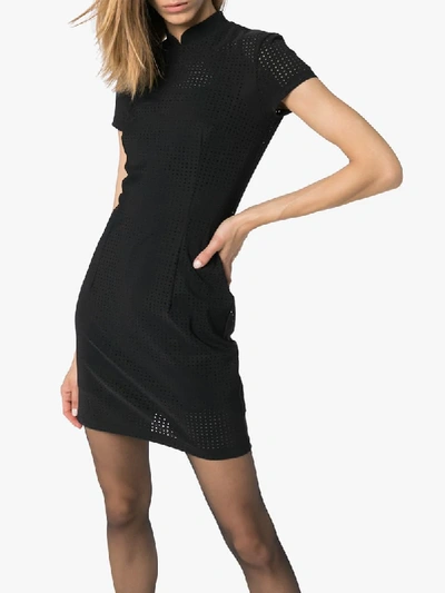 Shop Marcia Perforated Mini Dress In Black