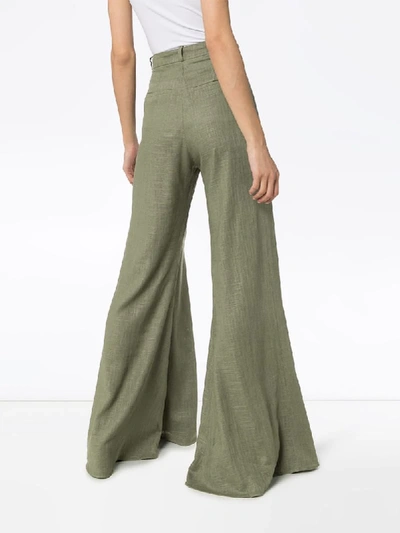 Shop Adriana Degreas Wide Leg High-waisted Trousers In Green