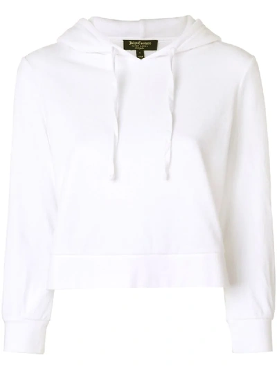 Shop Juicy Couture Velour Shrunken Hooded Pullover In White