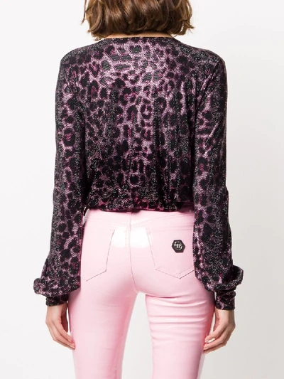 Philipp Plein Paradise Leopard Sequin Bodie In Pink
