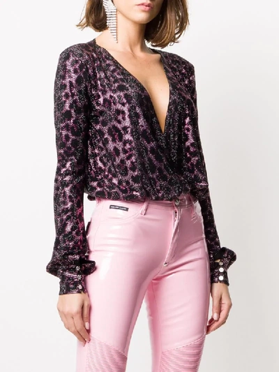 Philipp Plein Paradise Leopard Sequin Bodie In Pink