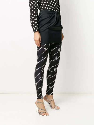 Shop Versace Logo Print Leggings In Black