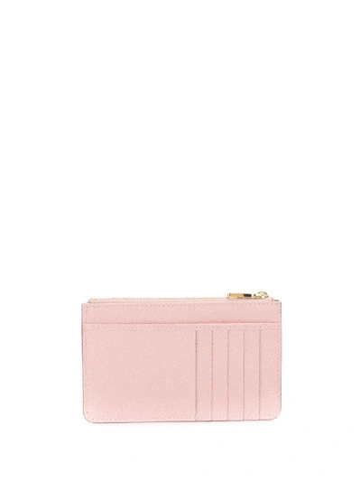 Shop Dolce & Gabbana Rhinestone Logo Zip Purse In Pink