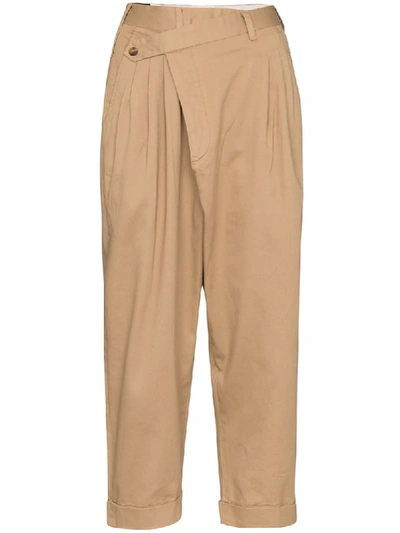 Shop R13 Cropped Pleated Trousers In Neutrals