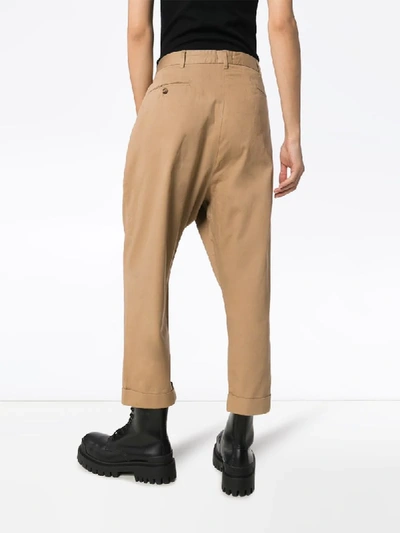 Shop R13 Cropped Pleated Trousers In Neutrals