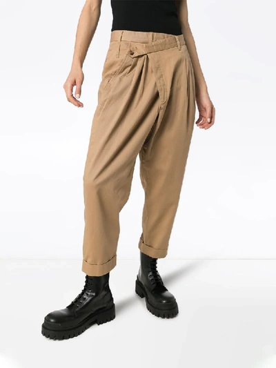 Shop R13 Cropped Pleated Trousers In Neutrals