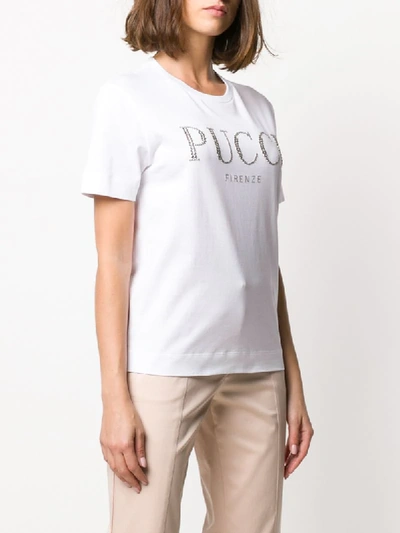 Shop Emilio Pucci Strass Logo T-shirt In White