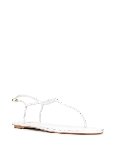 Shop René Caovilla Crystal-embellished Thong Sandals In White