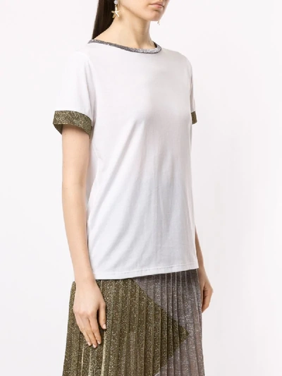 Shop Suboo Luna Metallic Contrast Panel T-shirt In White