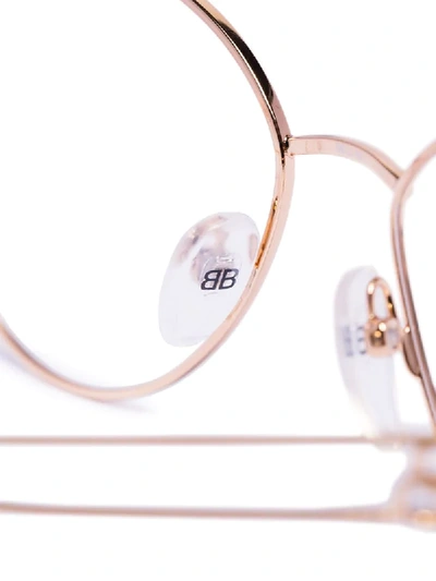 Shop Balenciaga Bb Wire Frame Glasses In Metallic