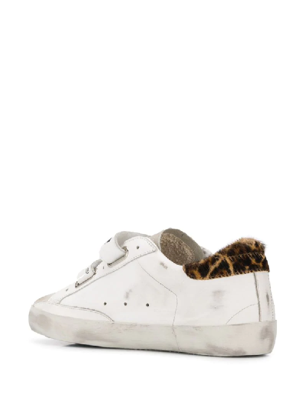 golden goose white leopard pony old school sneakers
