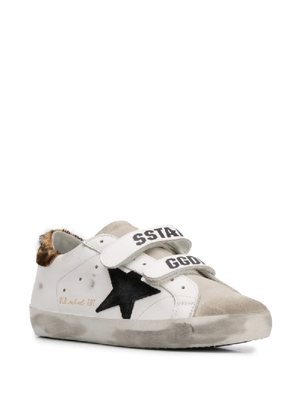 golden goose white leopard pony old school sneakers