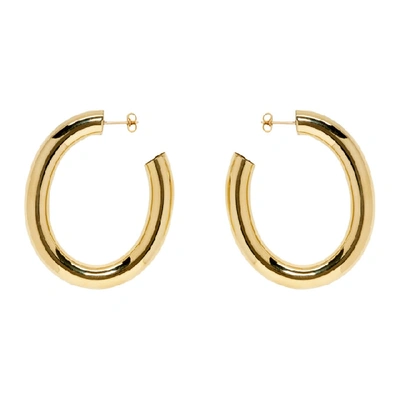 Shop Laura Lombardi Gold Curve Earrings In Brass