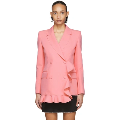 Shop Msgm Pink Ruffle Short Dress In 12 Pink