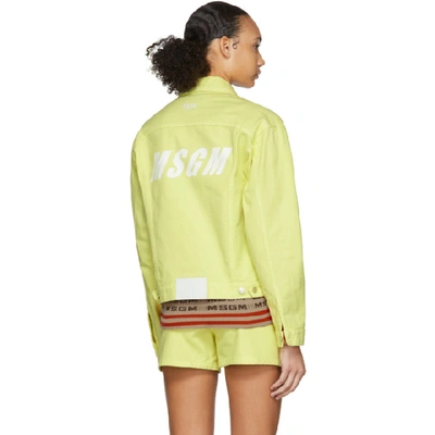 Shop Msgm Yellow Denim Logo Jacket In 07 Lime