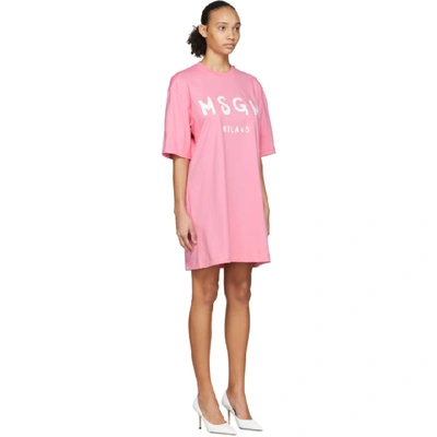 Shop Msgm Pink Artist Logo T-shirt Dress In 12 Pink