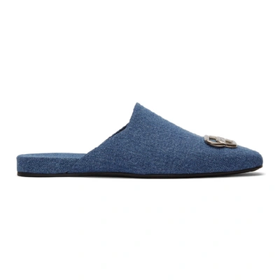 Shop Balenciaga Blue Cosy Bb Loafers In 4363 Blunkl