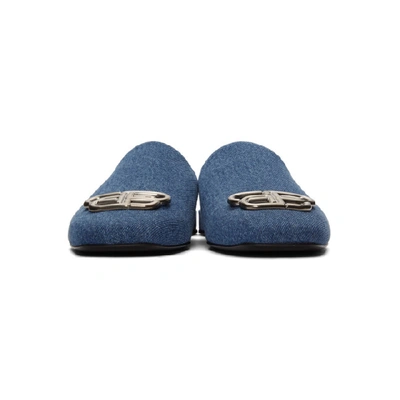 Shop Balenciaga Blue Cosy Bb Loafers In 4363 Blunkl