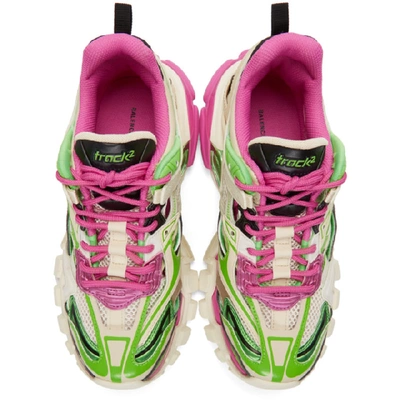 Balenciaga Track 2 Trainers In White/green/pink