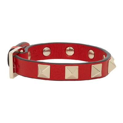 Shop Valentino Red  Garavani Rockstud Bracelet In Ju5 Rouge P