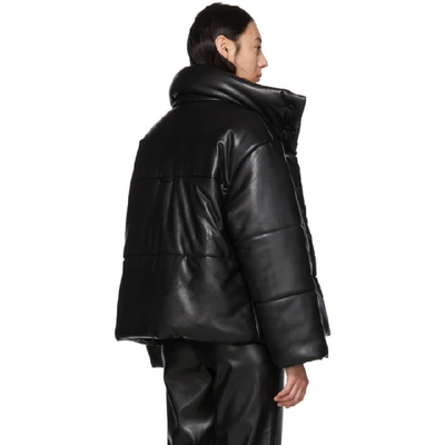Shop Nanushka Black Vegan Leather Puffer Jacket