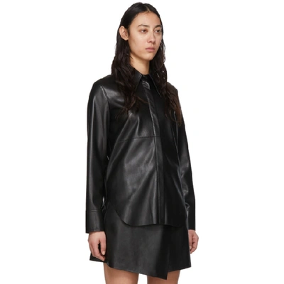 Shop Nanushka Black Vegan Leather Noelle Shirt